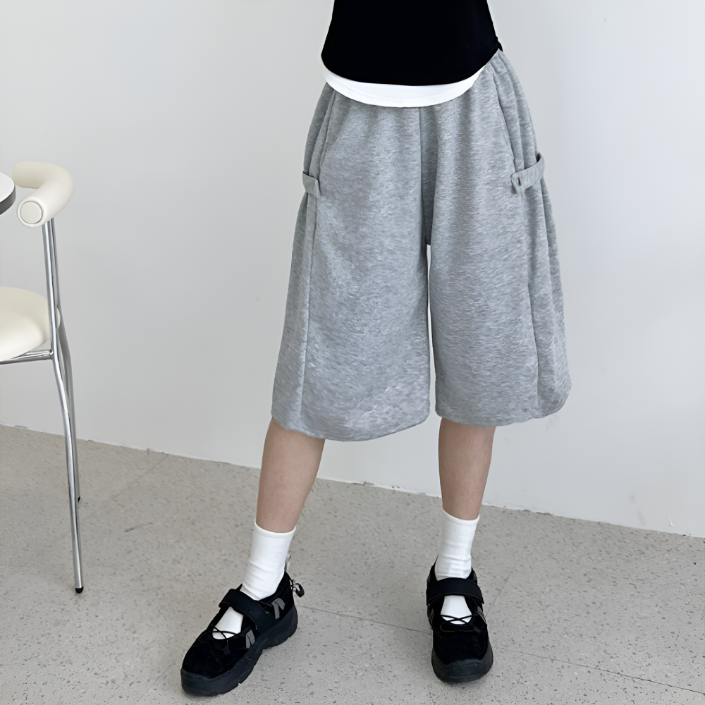 통반바지 롱 버뮤다 벌룬 팬츠 반바지 여성 여자 와이드 7부 - 상세 이미지 4