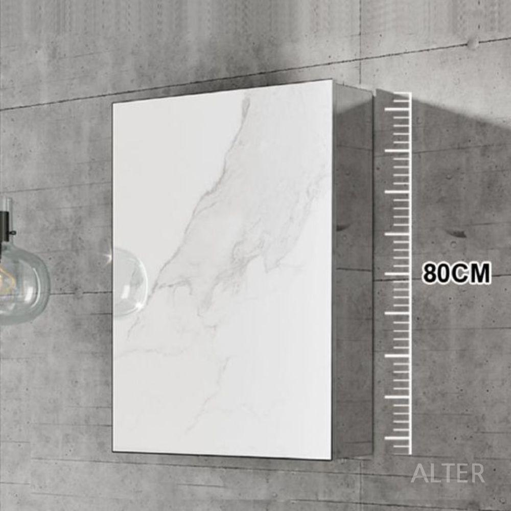 스테인레스 욕실 수납장 스텐 캐비닛 벽걸이 거울장 (유리 프레임) 40x60x13cm 좌개 - 상세 이미지 3
