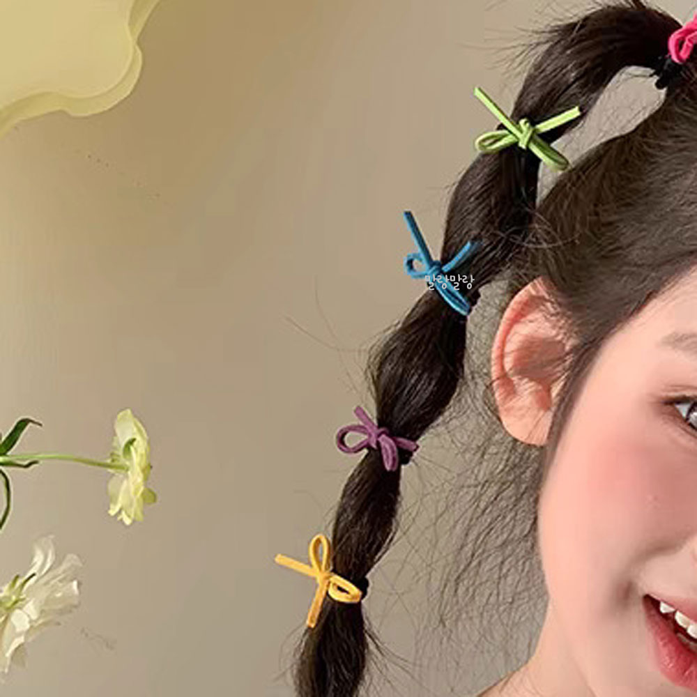 작은 리본끈 세트 머리땋기 귀여운 방울 헤어고무줄 - 상세 이미지 4