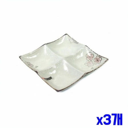 플라워 4칸 나눔접시 20cm x3개 식기류 그릇 주방접시