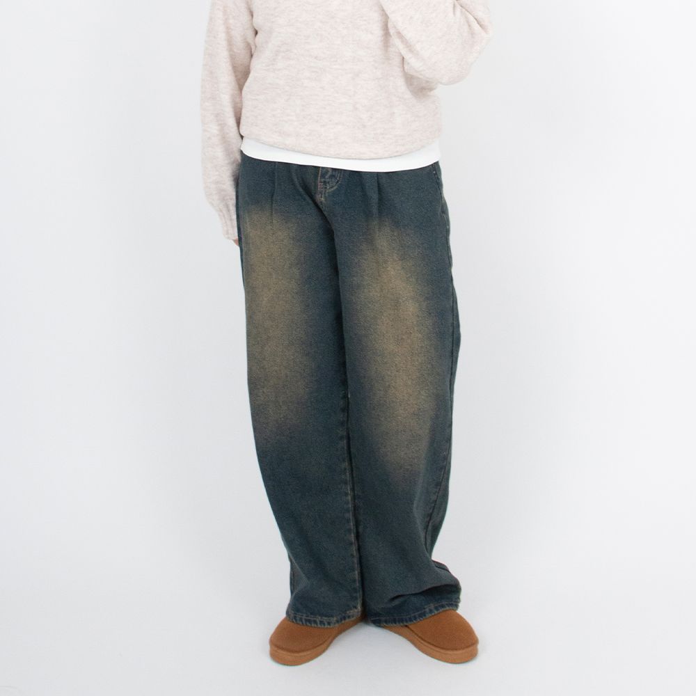 [~3XL]여자청바지 생지데님 빅사이즈 하이웨스트 핀턱청바지 와이드 데님팬츠 - 상세 이미지 3