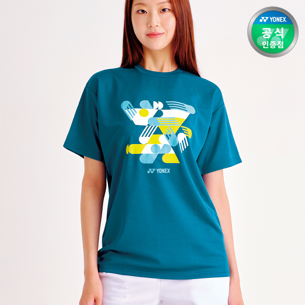 요넥스 YM0043EX 배드민턴 수입 반팔 티셔츠 남녀공용 데일리웨어 인디고마린 화이트 블루그린 - 상품 이미지