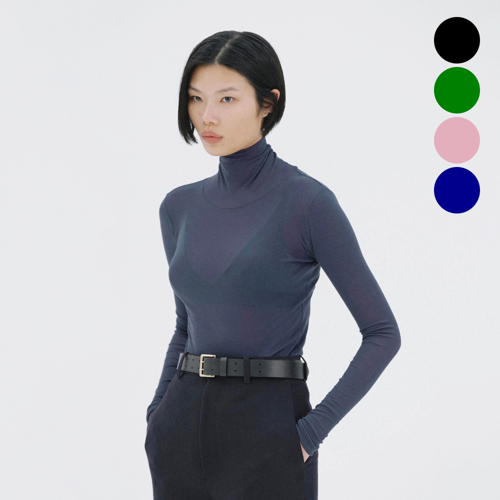 오라리 우먼즈 긴팔티 SUPER HIGH GAUGE SHEER RIB TURTLE NECK L/S TEE - 메인 이미지