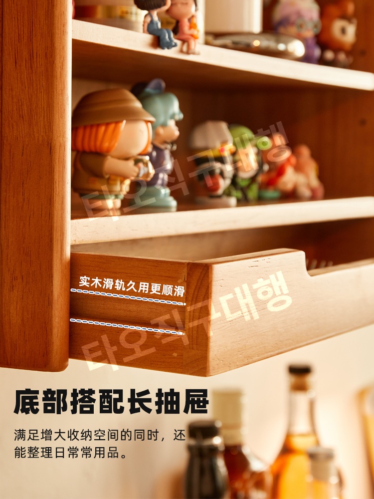 컵진열장 선반 컵보드 찻장 수납장 원목 홈카페 찻잔 엔틱 빈티지 미니 장식장 그릇장 - 상세 이미지 5