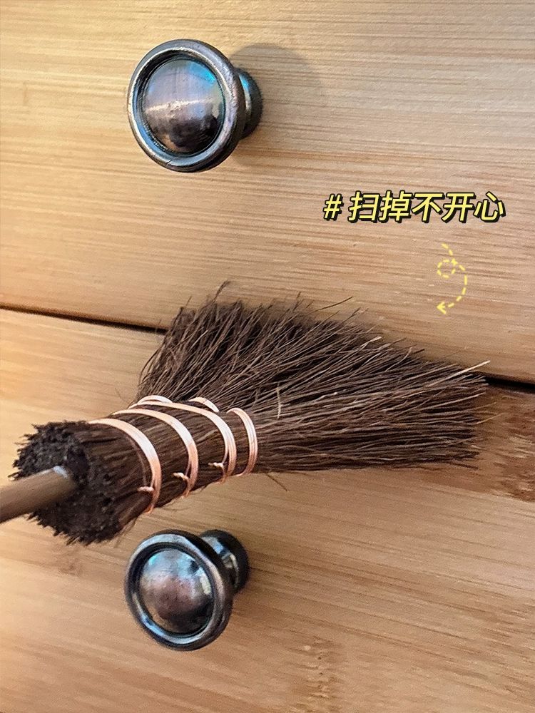 바닥 긴 큰빗자루 마녀 청소 비 모 빗자루 부드러운 연장손잡이작은갈색브러시 - 상세 이미지 5