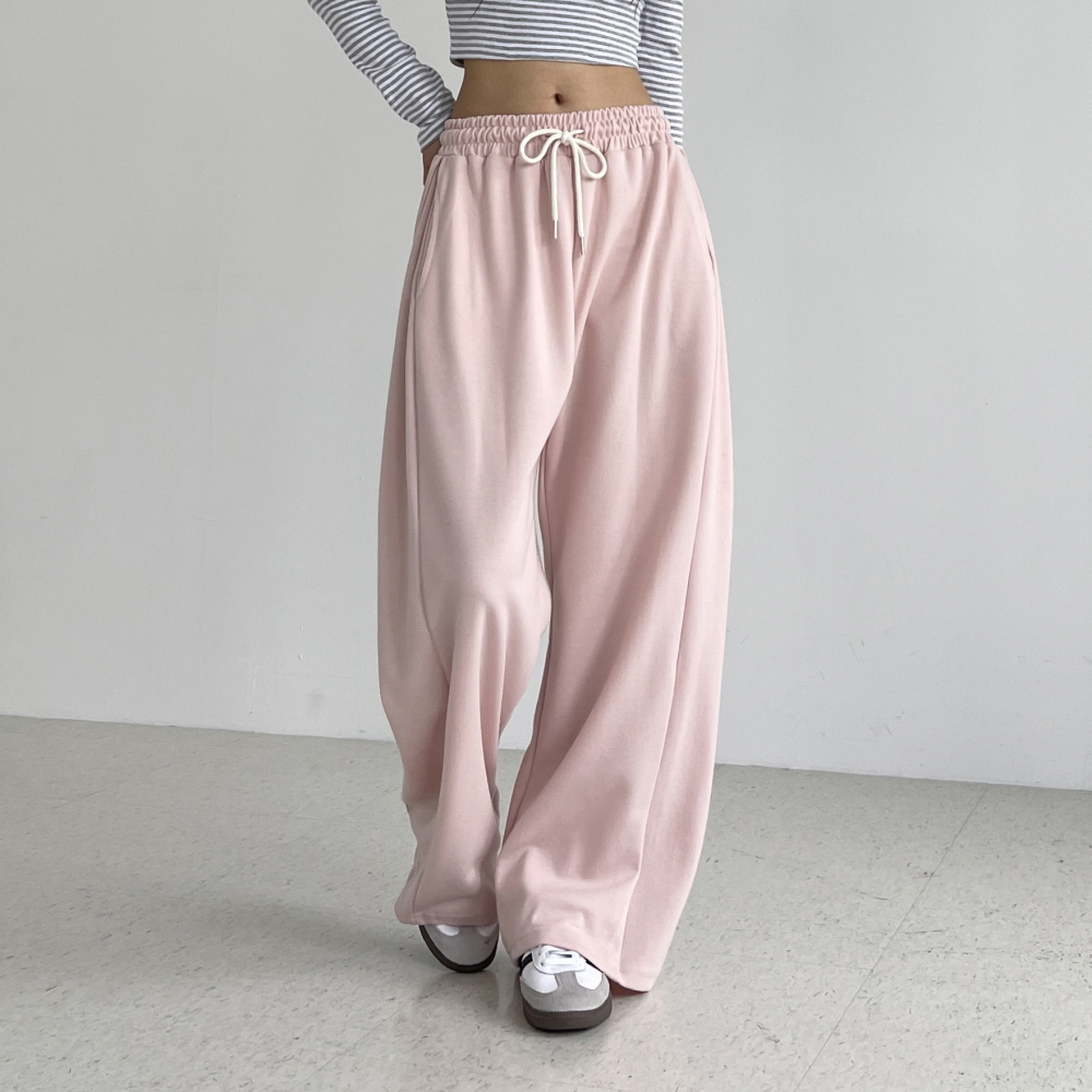 사이드핀턱 여성 밴딩 와이드팬츠 백포켓 통바지 카리핏밴딩팬츠 - 상세 이미지 2