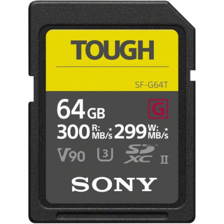 [해외]Sony TOUGH-G series SDXC UHS-II Card 64GB, V90, CL10, U3, Max R300MB/S, W299MB/S (SF-G64T/T1), B