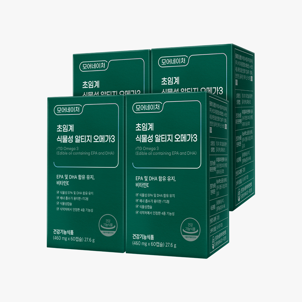 모어네이처 초임계 식물성 알티지 오메가3 rTG EPA DHA 임산부 60캡슐, 4개