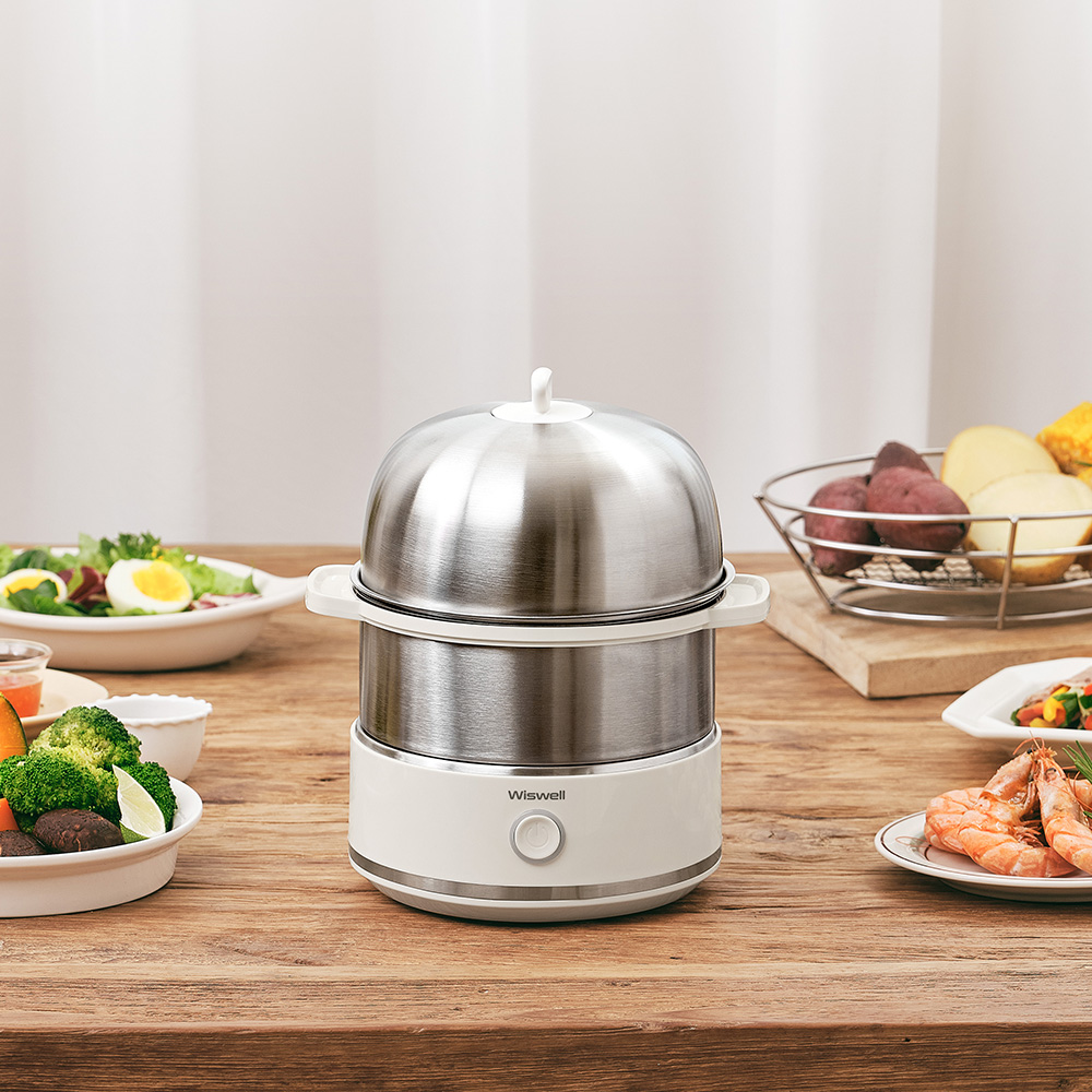 위즈웰 올스텐 2단 계란찜기 미니 전기 달걀 삶기 기계 에그스팀