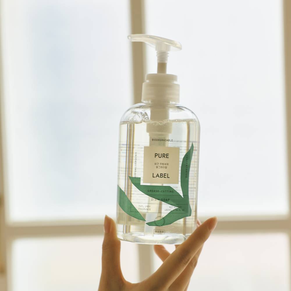 퓨어라벨 비건 주방세제 얼그레이향 본품(480ml) 2개 + 리필(1L) 2개 - 상세 이미지 2