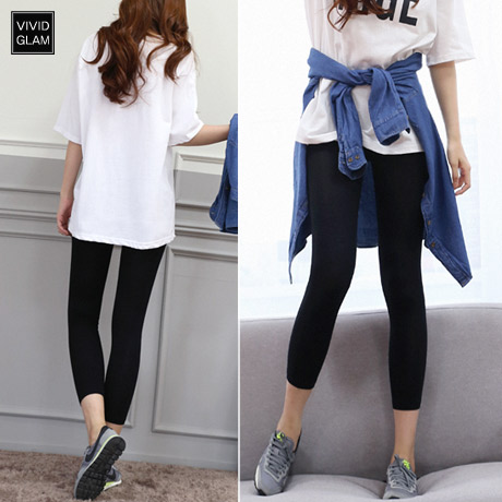 여성 8부 크롭 레이온 밴딩 레깅스 원데이핏 ONeday fit - 상품 이미지