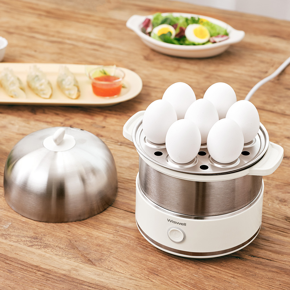 위즈웰 올스텐 2단 계란찜기 미니 전기 달걀 삶기 기계 에그스팀