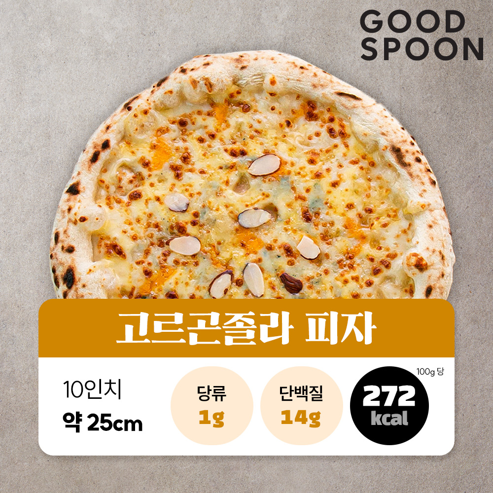굿스푼 나폴리 화덕피자 4종 4판 25cm 고르곤졸라 마르게리따 페페로니 자연치즈 냉동간식 - 상세 이미지 4