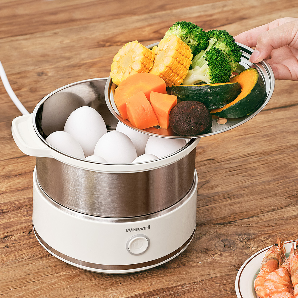 위즈웰 올스텐 2단 계란찜기 미니 전기 달걀 삶기 기계 에그스팀