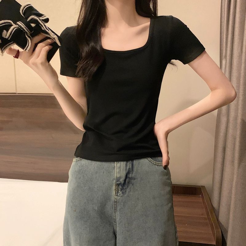 라인댄스복 댄스복 티셔츠 여성 반팔 댄스상의 블랙 프리미엄재고 S - 상세 이미지 4