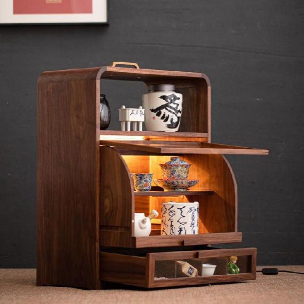 차진열장 커피장 엔틱 사케 위스키 보관함 양주 장식장 남미우드 플립도어형 수납장