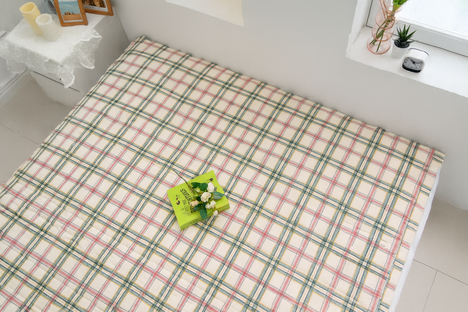 면 카페트 거실 패드 국산 누빔 바닥 매트 마드라스 체크 200x150