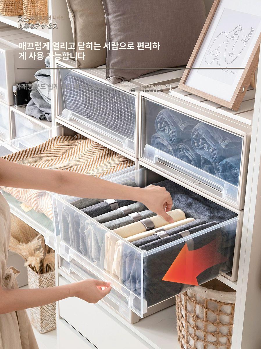 슬라이딩 침대밑수납장 서랍장 펜트리 대형 낮은 리빙박스 1918 30.8 22.4 12cm 2개 포장 파손 보상 - 상세 이미지 3