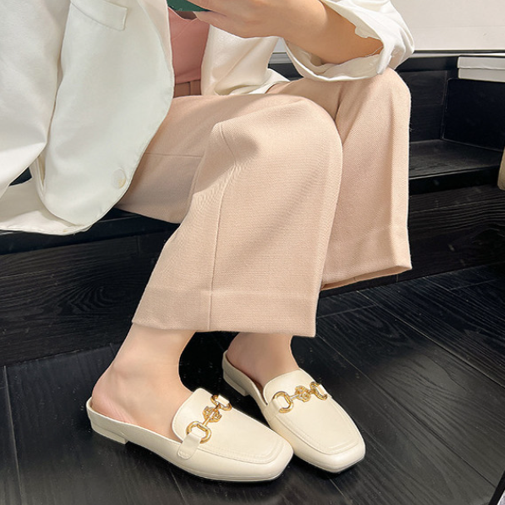 임산부블로퍼 젤리뮬 슈즈 스퀘어뮬슬리퍼 발편한 구두 푹신한블러퍼 여성 로퍼 플랫 신발 - 상세 이미지 4