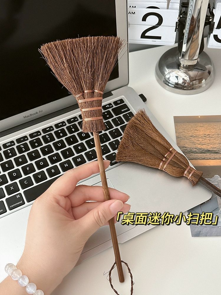 바닥 긴 큰빗자루 마녀 청소 비 모 빗자루 부드러운 연장손잡이작은갈색브러시 - 상세 이미지 2