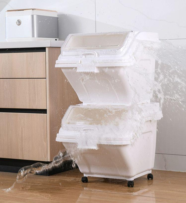 가정용 쌀독 곡물 원터치 쌀 잡곡 쌀통 보관함 적재 뚜껑10l 5.0kg 7.5kg - 메인 이미지
