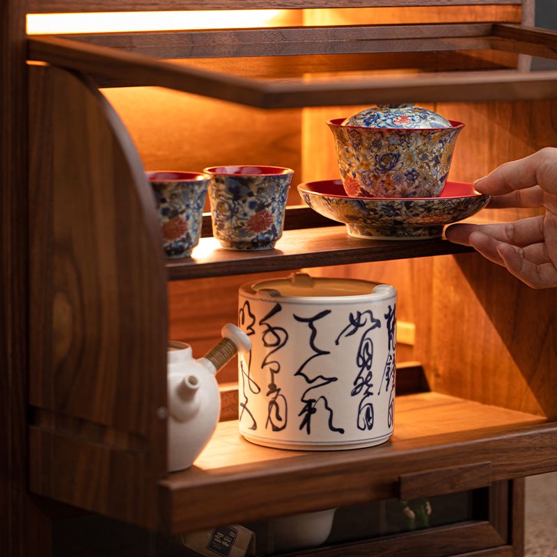 차진열장 커피장 엔틱 사케 위스키 보관함 양주 장식장 남미우드 플립도어형 수납장