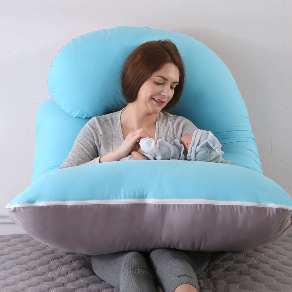 U자 바디필로우 임산부 다기능 출산 임산부필로우 출산선물 올면직물-핑크옥 - 상세 이미지 2