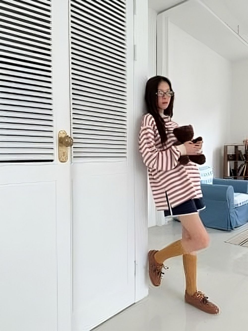올리나 데일리 스니커즈 블랙 브라운 클래식 캐주얼 운동화 - 상세 이미지 5