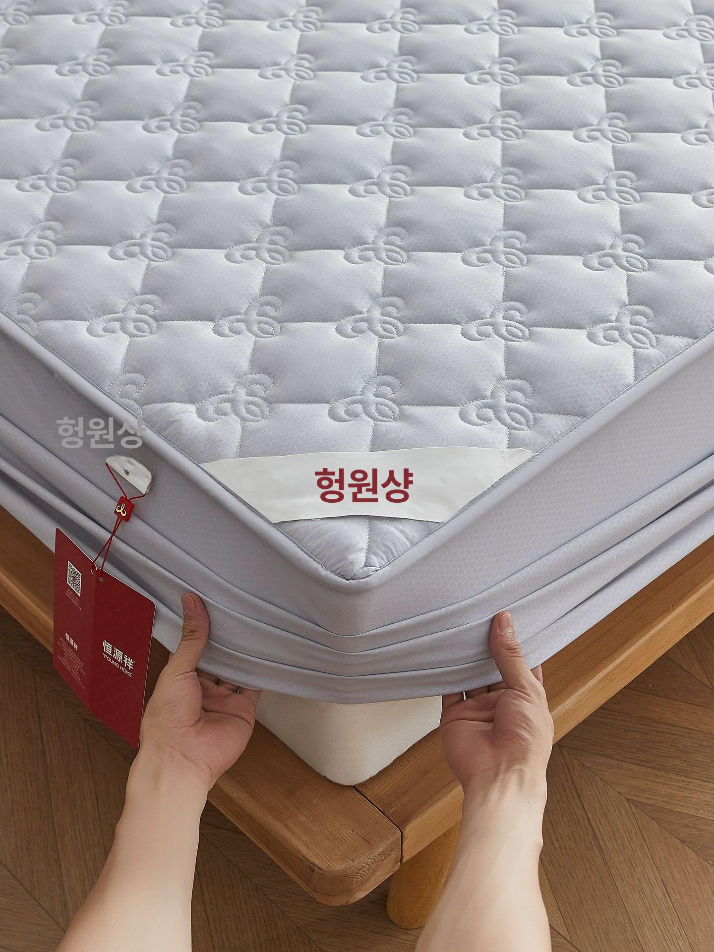 누빔 매트리스 커버 원룸 자취방 침대 시트 그레이 A급 모유아용 양모 충전 120x200cm 단일 침대 시트 - 상세 이미지 3
