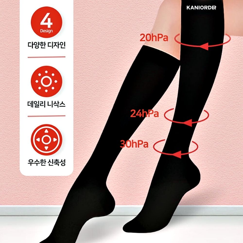 압박 반스타킹 일본산 니삭스 무릎양말 다리보정 기본 오픈토 발가락 - 상품 이미지
