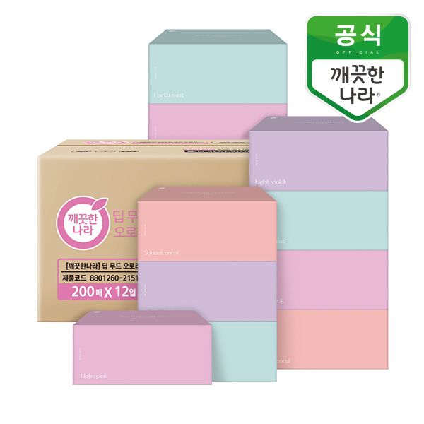 깨끗한나라 딥무드 오로라 200매 x 12입 - 상품 이미지
