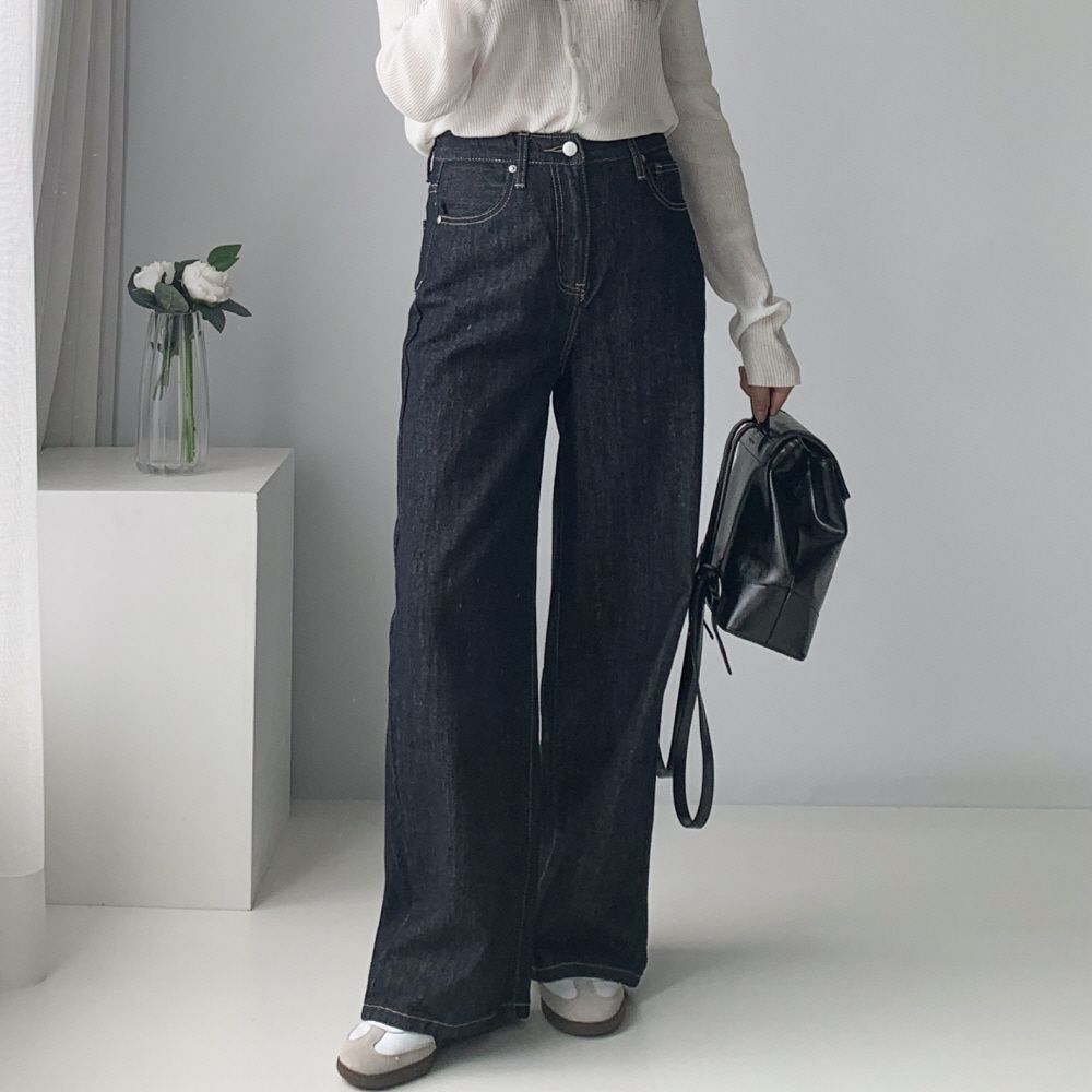 생지데님 키작녀청바지 흑청데님 논페이드 - 상세 이미지 2