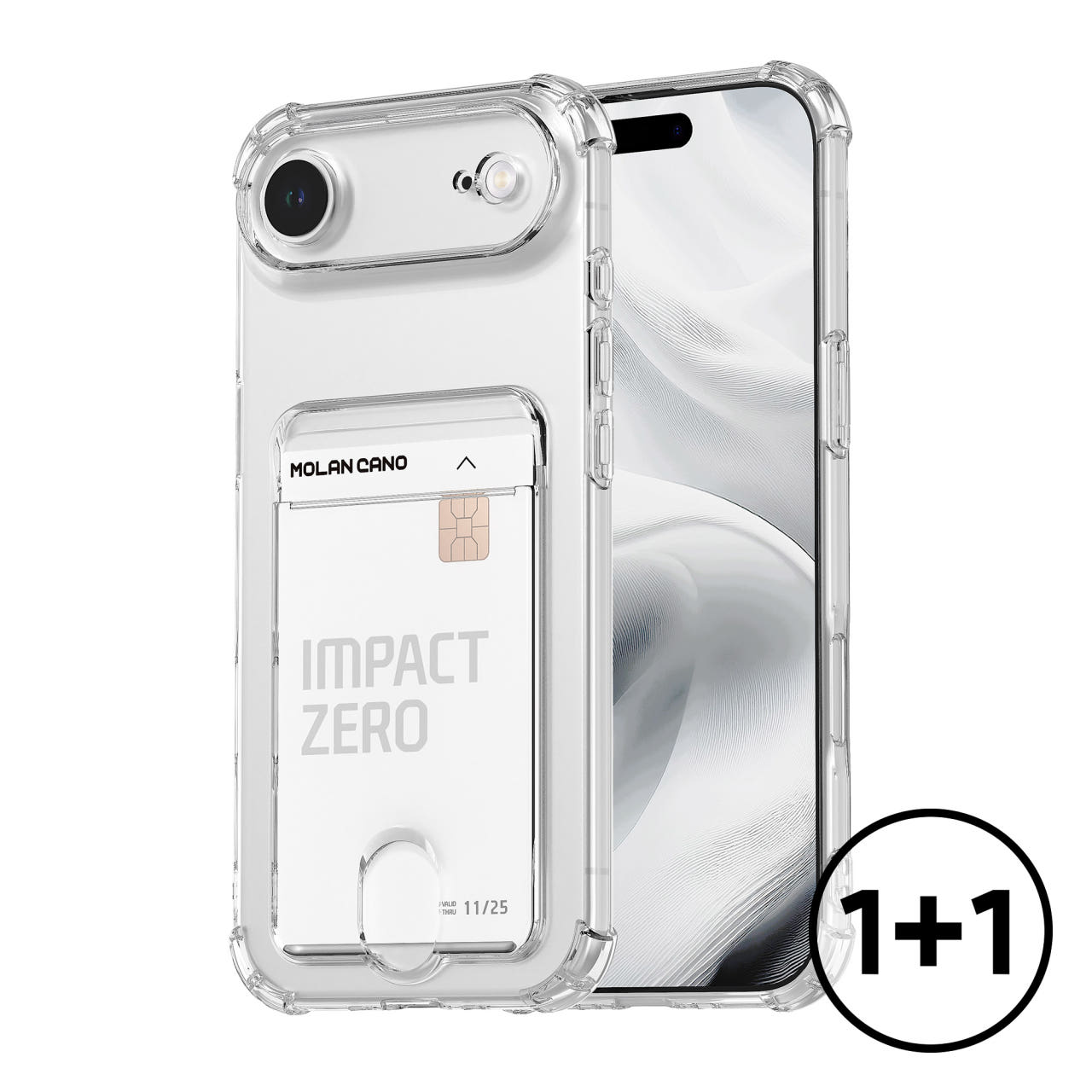 모란카노 업워드 카드수납 에어쿠션 젤리 1+1 범퍼 케이스 투명, 아이폰17 에어