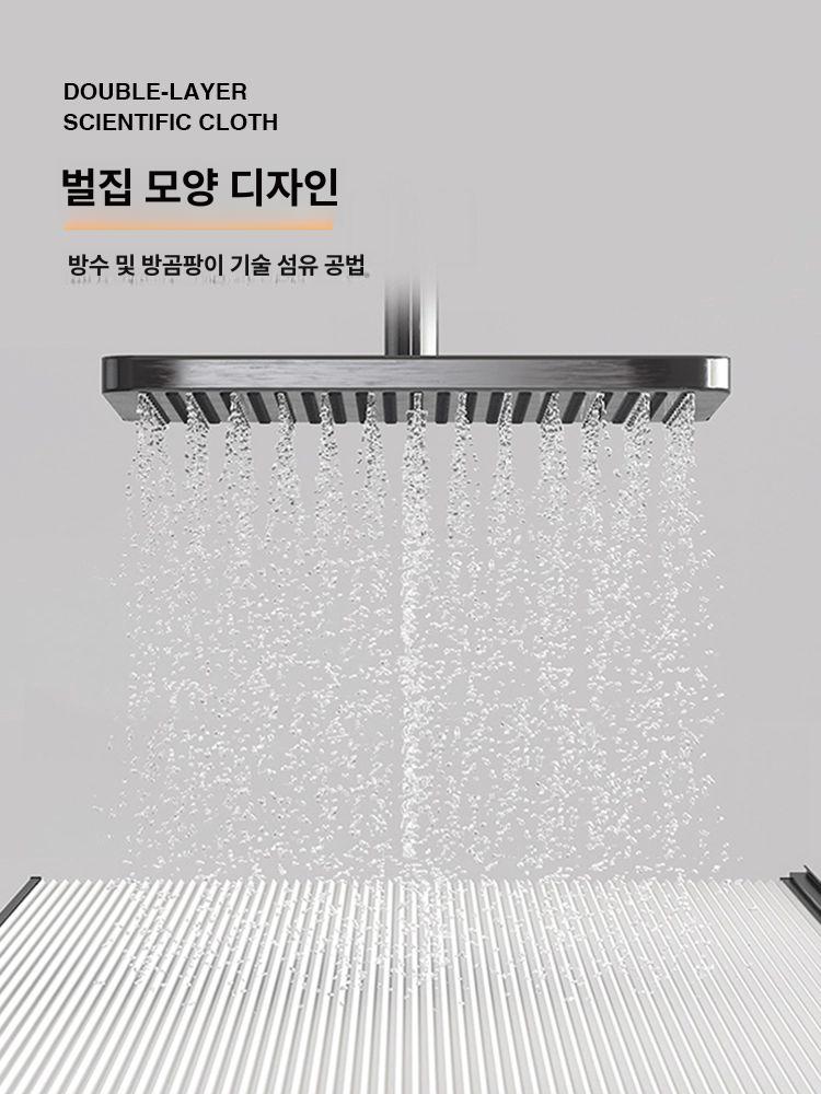 샤워파티션 욕실 슬라이딩 간이 무타공 샤워부스 화장실 럭셔리 블랙 프레임 170~210 너비x200 높이 - 상세 이미지 3