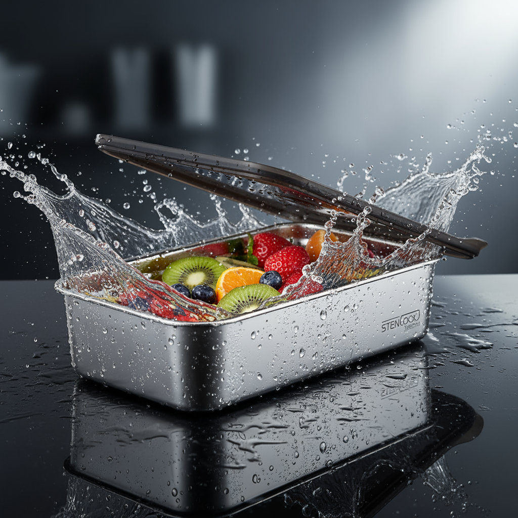 스텐락 스텐 밀폐용기 반찬통 사각통 스텐레스 스태커블 밀폐바트 3.4L, 1개 - 상품 이미지