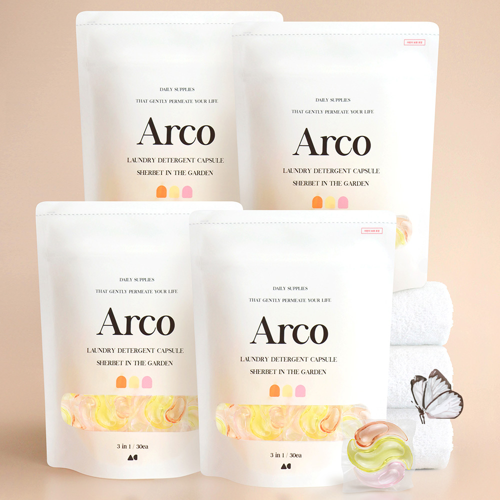 아르꼬 3in1 고농축 캡슐세제 30개입 3팩+15개입 1팩 드럼용 겸용 미세먼지 세탁