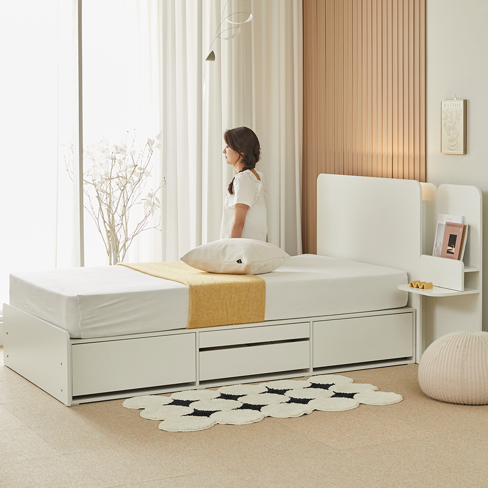 [웰퍼니쳐] 토토 LED 호텔 수납 슈퍼싱글 침대 SS 프레임 (+사이드패널 Event)