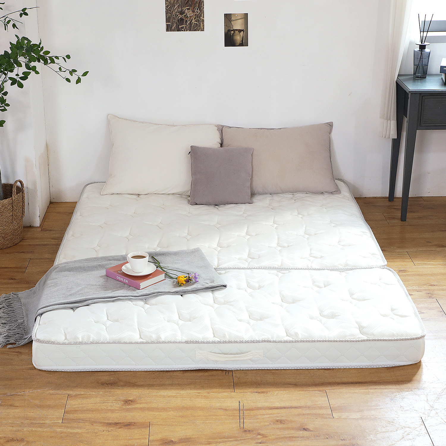 나코자요 허리에좋은 바닥매트 단단한 폴딩 3단 접이식매트리스 아기숙면패드 수면토퍼 MS