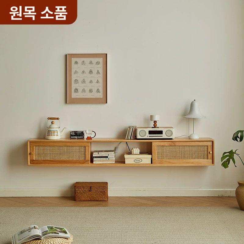 라탄식 티비 콘센트가리개 거실 공유기 선정리 정리함 원목색 라탄 1.2m A 완제품 - 상세 이미지 3