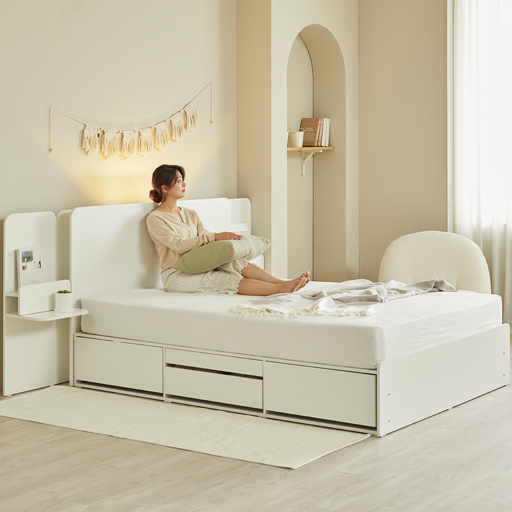 [웰퍼니쳐] 토토 LED 호텔 수납 퀸 사이즈 침대 Q 프레임 (+패널 Event)