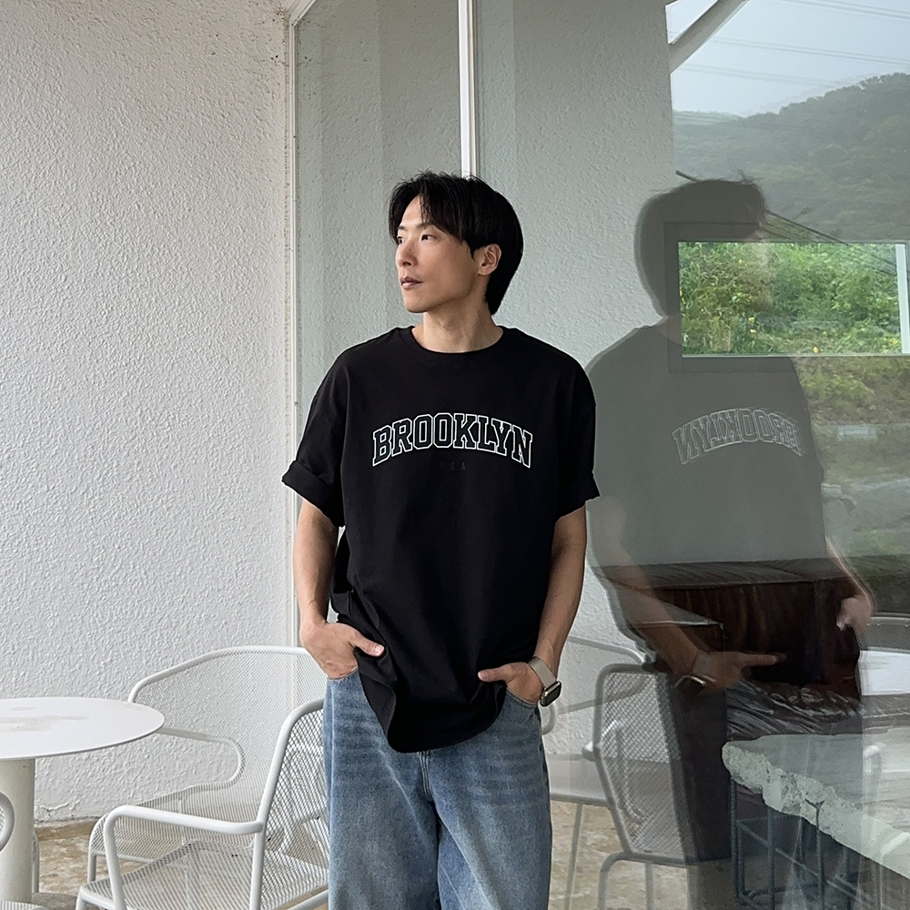 남자 반팔티 브루클린 나염 여름 티셔츠 남자 오버핏반팔 - 상품 이미지