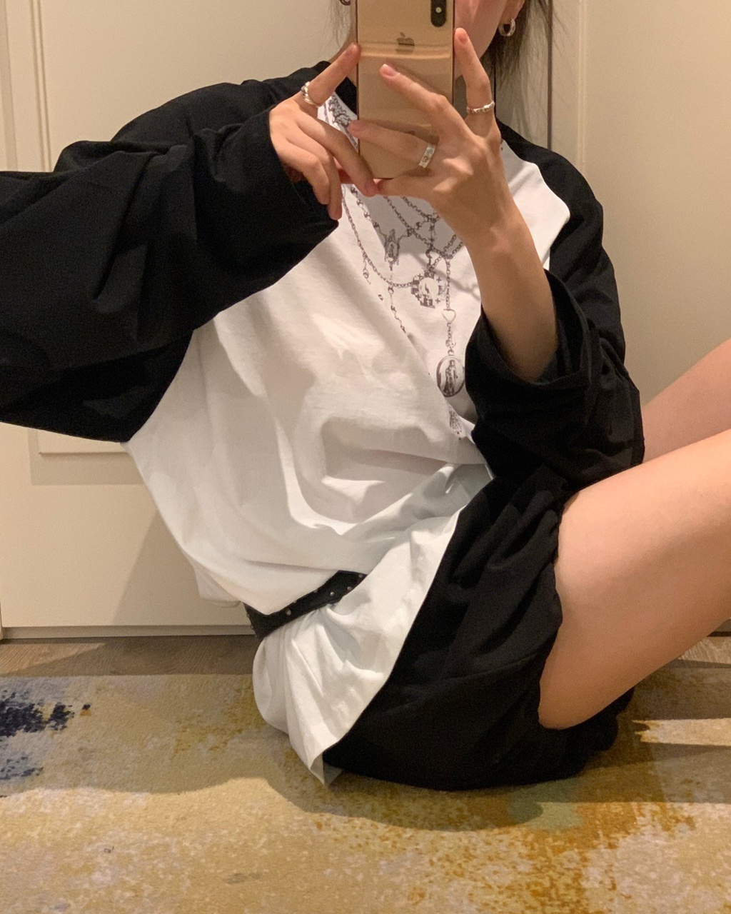 블링 네크리스 티 루즈핏 면 데일리 긴팔 - 상세 이미지 4