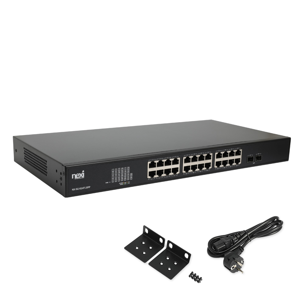 넥시 24포트 2 SFP 포트 기가비트 스위칭허브 서버 랙장비 19인치 1G - 상품 이미지