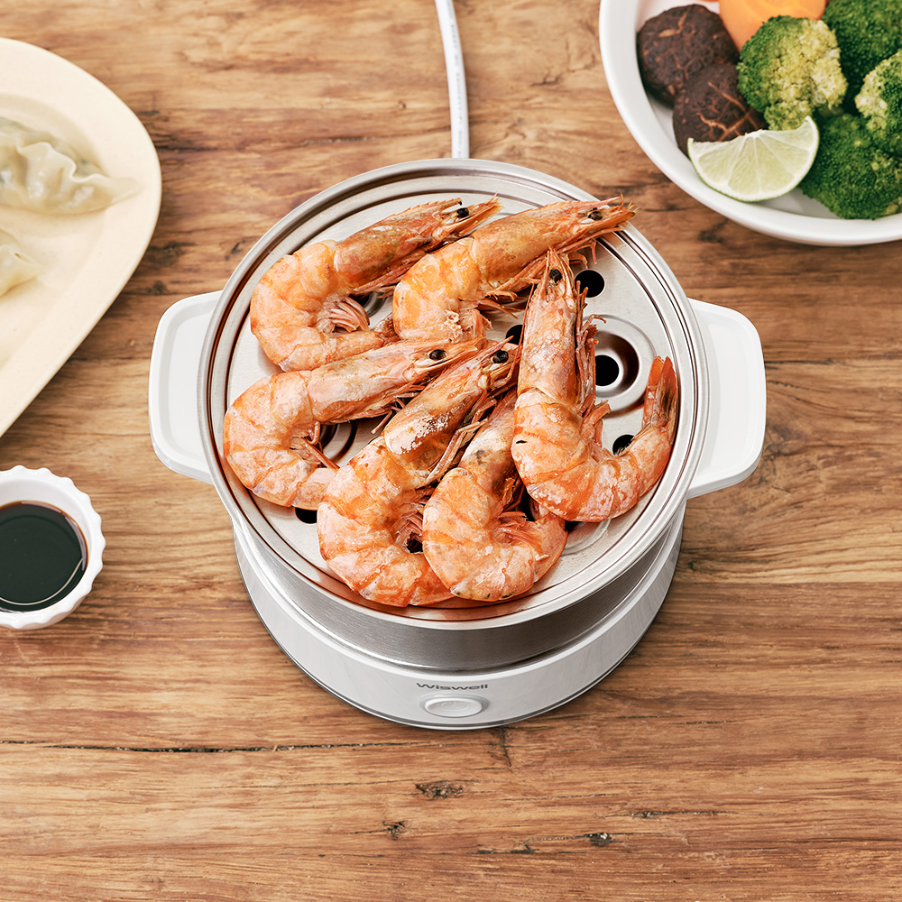 위즈웰 올스텐 2단 계란찜기 미니 전기 달걀 삶기 기계 에그스팀