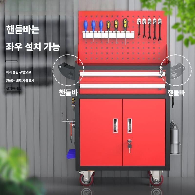 카센터 공구 카트 이동식 철제 공구선반 캐비닛 블랙 5단 드로우 - 상세 이미지 2