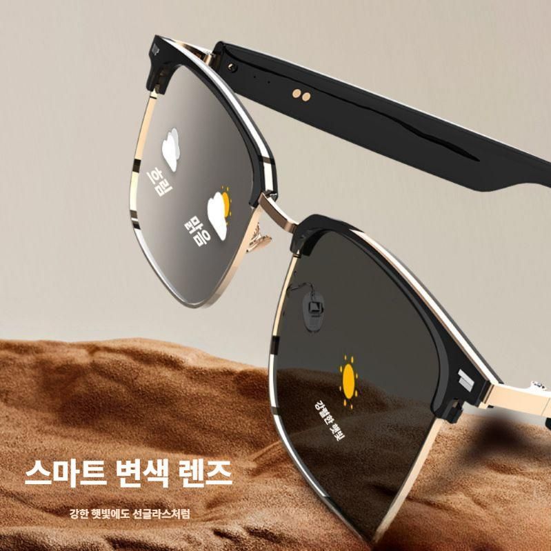 블루투스 안경 무선 선글라스 핸즈프리 이어폰 스마트안경 블랙 골드 - 상세 이미지 4