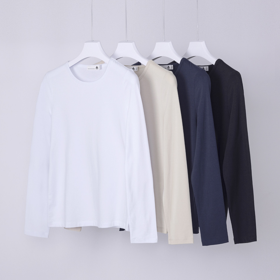 베이직하우스 2SET 여성 플로위 모달 스판 슬림핏 긴팔 티셔츠 제품 이미지