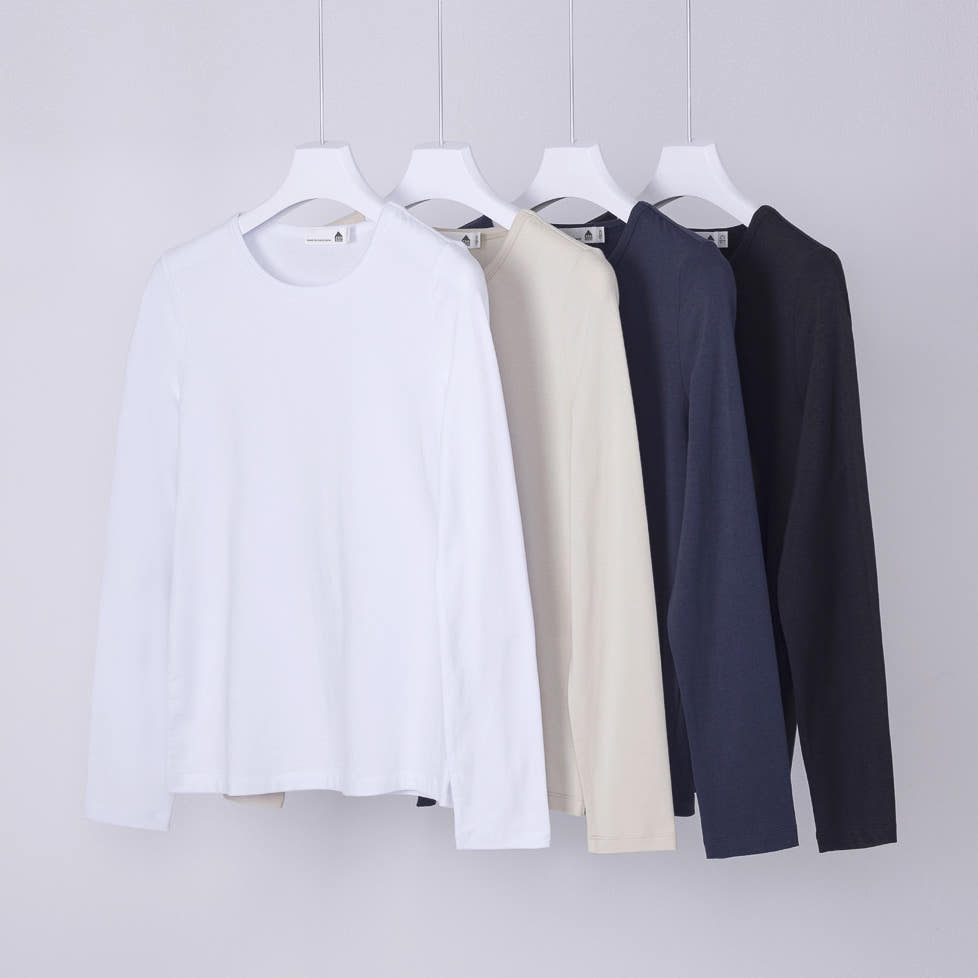 BASIC HOUSE 베이직하우스 2SET 여성 플로위 모달 스판 슬림핏 긴팔 티셔츠