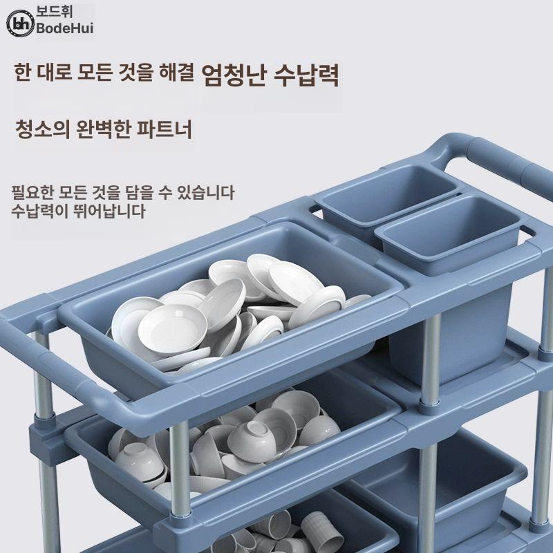 서빙카트 수거함 퇴식구 중형 서빙 대형 이동 수거차 이동식잔반처리 매우 두꺼운 싱글 3개의 양동이 A 공식 표준 - 상세 이미지 3