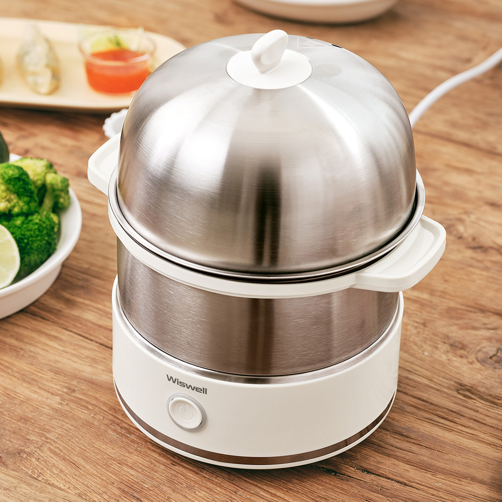 위즈웰 올스텐 2단 계란찜기 미니 전기 달걀 삶기 기계 에그스팀